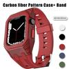 Carbonvezel behuizing + bandje voor Apple Watch Band 9 8 7 45mm Siliconen PC-hoes voor iWatch Series 6 SE 5 4 44MM 42MM Rubberen armband