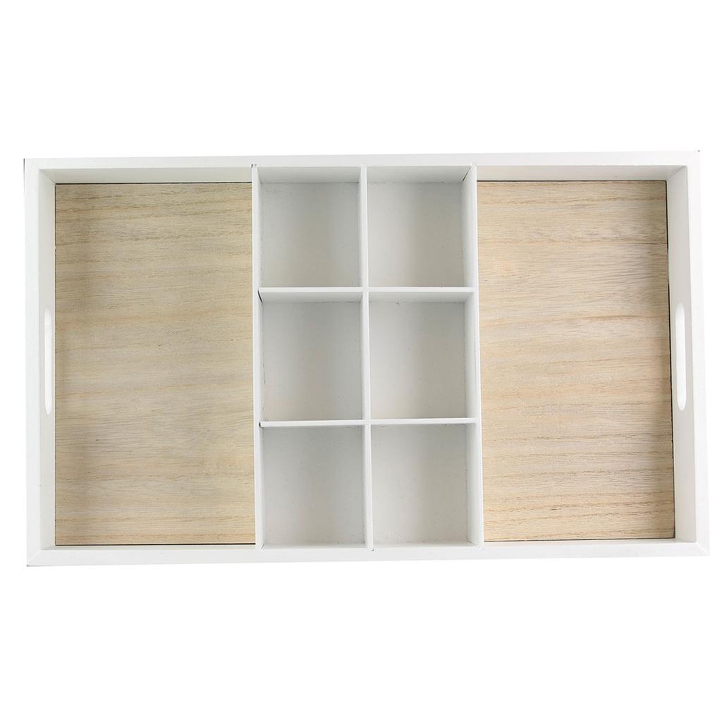 Les Trésors De Lily [A2298] - Beige 'Heure Du Thé' Wooden Serving Tray - 40x24x5 Cm