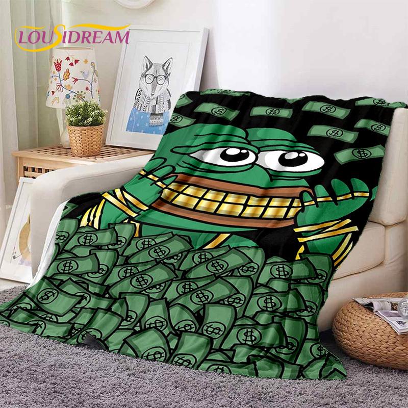 3D Cartoon Pepe Frosch Gesicht HD Weiche Flanelldecken, Überwurfdecke Bequeme Decke für Picknick Betten Sofa Haus Schlafzimmer Geschenke