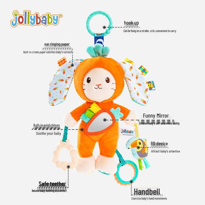 

Хит продаж игрушка для детской коляски: Погремушка-кролик и успокаивающее подвесное зеркало
