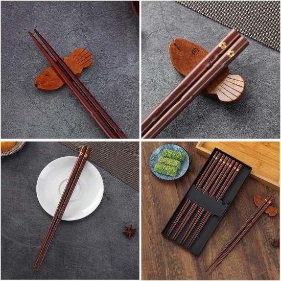 Japanese Natural Wood Chopstick Set Reble Classic Style Chopsticks Non-slip Design Chop Sticks 5 Pairs Gift Set