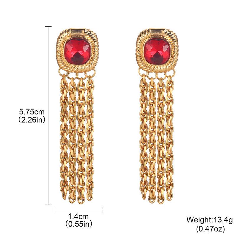 

Chinese Style Tassel Stud Earrings: High-End, Light Luxury Red Drop Earrings