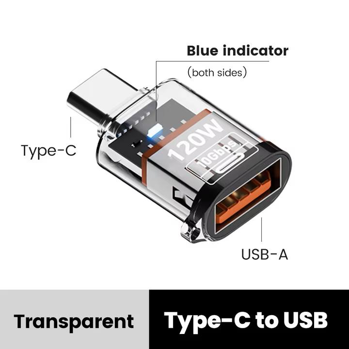120W Type C to USB A OTG adapter, USB3.2 to Type C female adapter, suitable for iPhone 15, 16, Macbook, iPad, supports fast char
