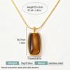 18K Gold Plated Geometric Tiger Eye Stone Necklace - Retro Personality, Colorfast Stainless Steel Sweater Chain