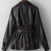 Autumn Women's Leather Jacket  Turn-Down Collar Soft PU Leather Coat