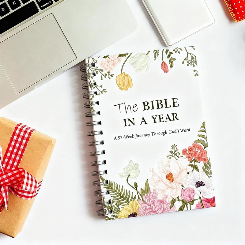 Bible In A Year Study Journal With 52-Week Reading Plan, Christian Gifts For Devotional Journaling, A5 Devotional Notebook