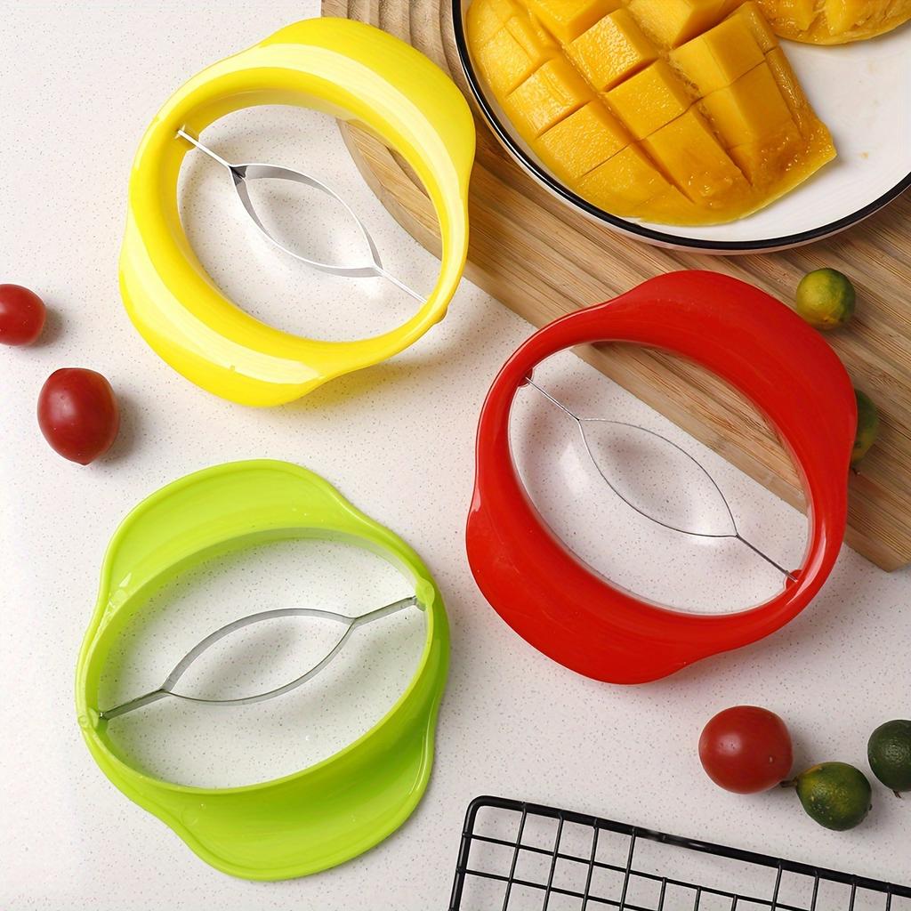 Durable Plastic Mango Cutter with Easy-Grip Handle, Creative Kitchen Gadget for Peeling and Pitting, Efficient Fruit Slicer for Perfect Mango Slices