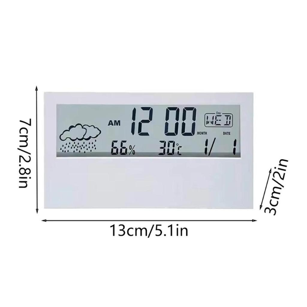 Thermometer Hygrometer with Time Display Desktop Temperature Humidity Meter Gauge Weather Station for Office Home