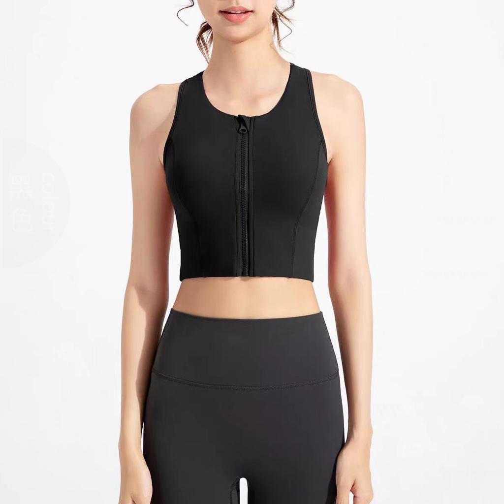 Top Reggiseno Sportivo Donna ad Alto Impatto con Zip Frontale Traspirante Antiurto Gilet Fitness per Corsa Palestra Abbigliamento Yoga Brassiere
