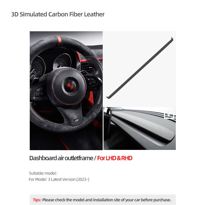 

For Tesla Model Y Juniper 2026 Model 3 Highland 2026 Made of Alcantara Car Interior Dashboard Air Vent Outlet Trim Strip Sticker
