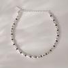 JEWNEL Silver925 Stone Black Rice Ball Bead Chain Silver Silver Bracelet