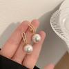 Large Retro 925 Pearl Earrings with Niche Ear Buckles for Women