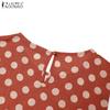 ZANZEA Women Casual O-neck Sleeveless Polka Dot Print Long Dress
