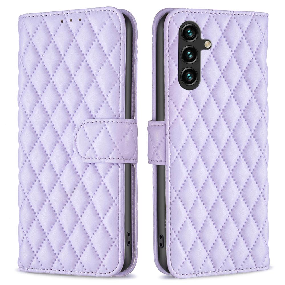 BINFEN COLOR BF Style-14 For Samsung Galaxy A55 5G Leather Case Rhombus Grid Pattern Phone Cover