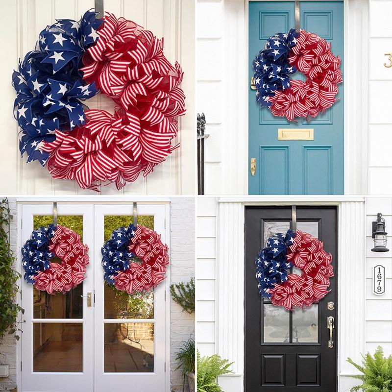 Independence Day Wreath 4th Of July Front Door Red White Blue Wreaths Patriotic Flag Garland for Front Door Window Wall Decor