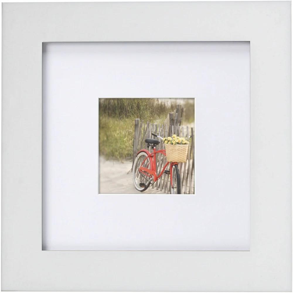 Flat Wide Gallery 8x8 Matted to 4x4 White Picture Frames Set of 2 Durable MDF Tabletop Wall Display Gift Ideal Home Decor