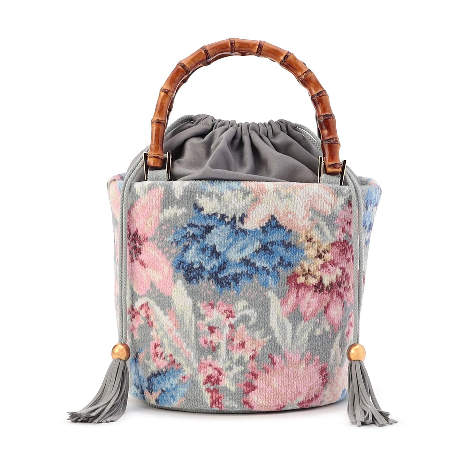 Feiler Bamboo Handle Bag Dear Olly Gray [1I8725117096130] DOL-257096 Women s серый