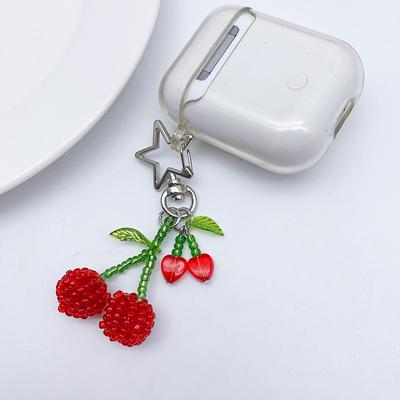Colgante de cereza simulada, cadena para teléfono, llavero, estuche para auriculares, mochila, decoración.