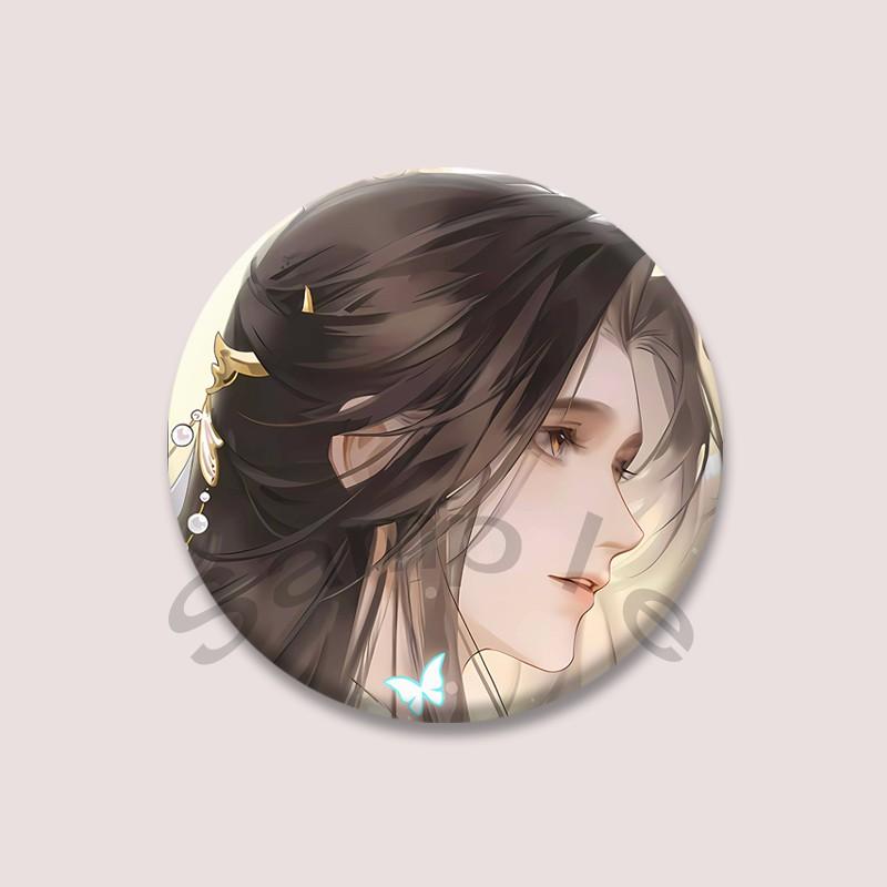 Anime Heaven Official’s Blessing Round Brooch Cartoon Figure Hua Cheng Xie Lian Cosplay Badge Backpack Hat Jewelry Fans Gifts 32mm