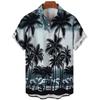 Summer Fashion Men's 3d Hawaiian Shirts Oversized Beach Short Sleeve Coconut Tree Print Shirts Tees