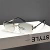 Vintage Rivet Metal Material Rimless Sunglasses Women For Men Square Sun Eyeglasses Punk Luxurious Brand Style Designer Popular Gradient Glasses