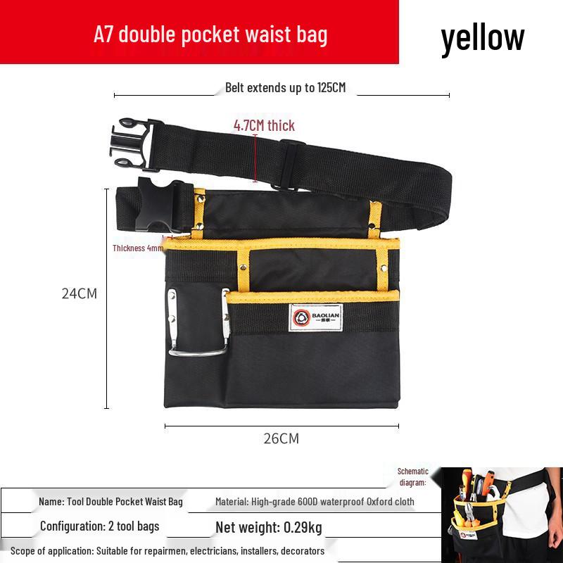 Canvas Multifunction Electrician Waist Tool Bag with Oxford Cloth