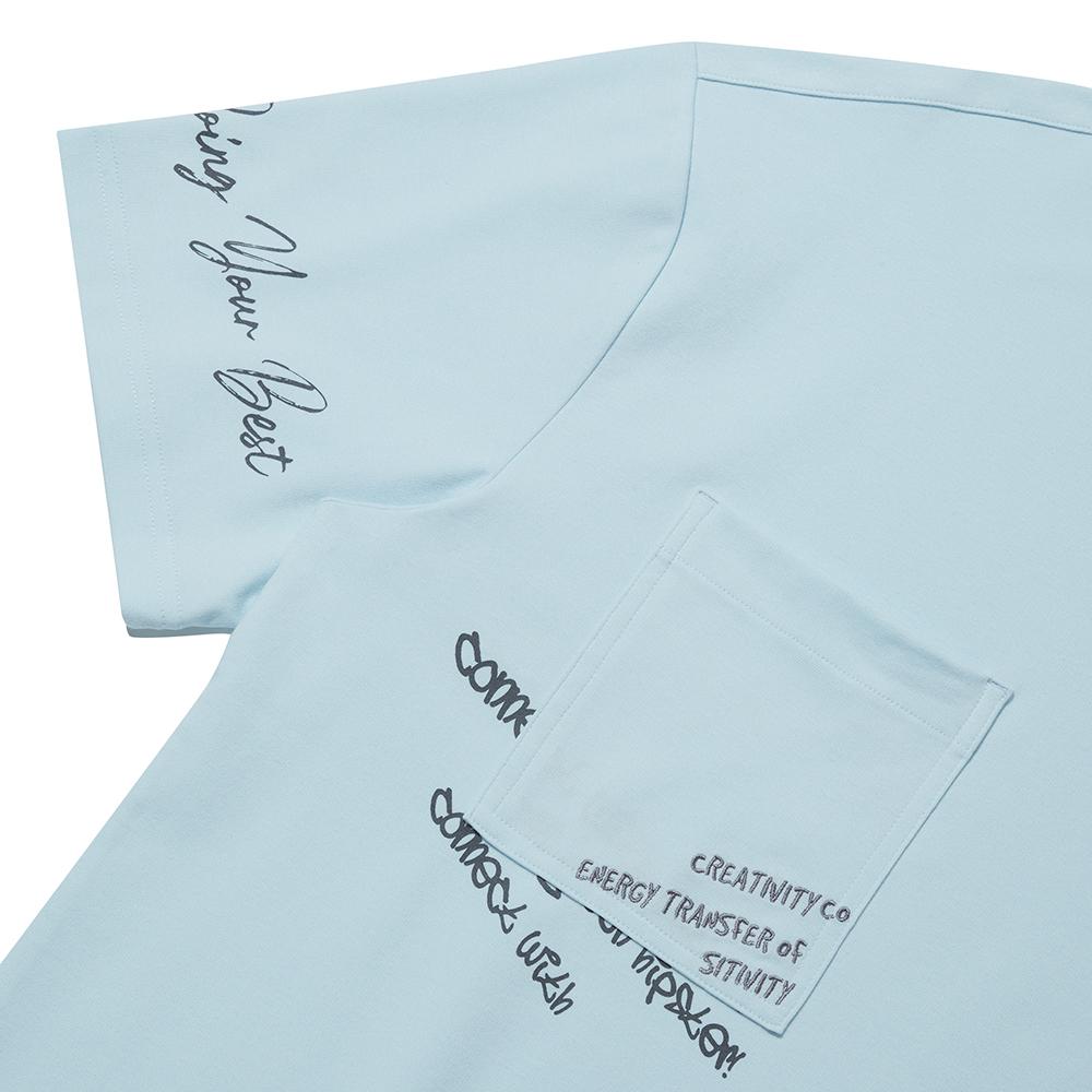 INTERCREW Kitsch Motif Pocket Short Sleeve S Blue Ity2Tm06Asb