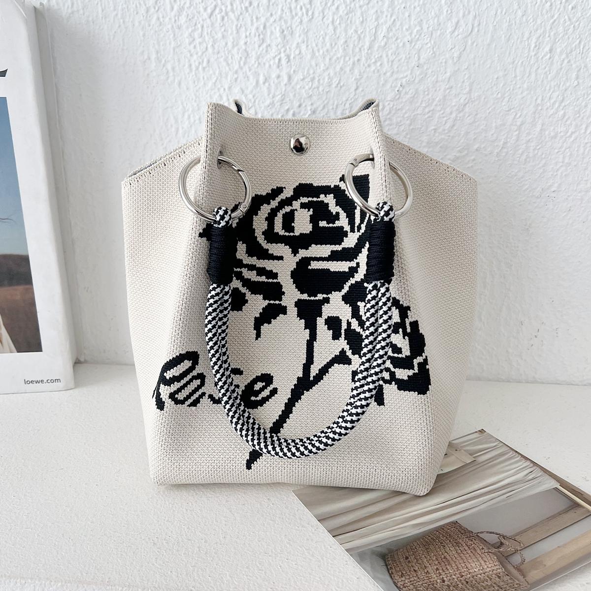 

Весенняя вязаная сумка с цветком ветра, женская дорожная сумка для фотографий, сумка-ведро, большая емкость