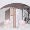 1pair/2pcs of super cute light luxury cream style cat face resin decorative bookends, heavy duty non slip bookends, for book magazine organization,