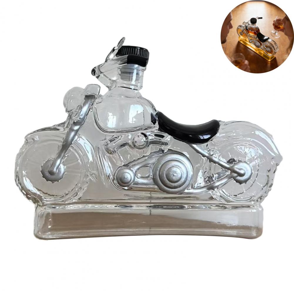 Motorcycle Wine Bottle Rider Wine Gift Vintage Motorcycle Wine Decanter with Stable Base Easy-open Stopper Glass for Parties