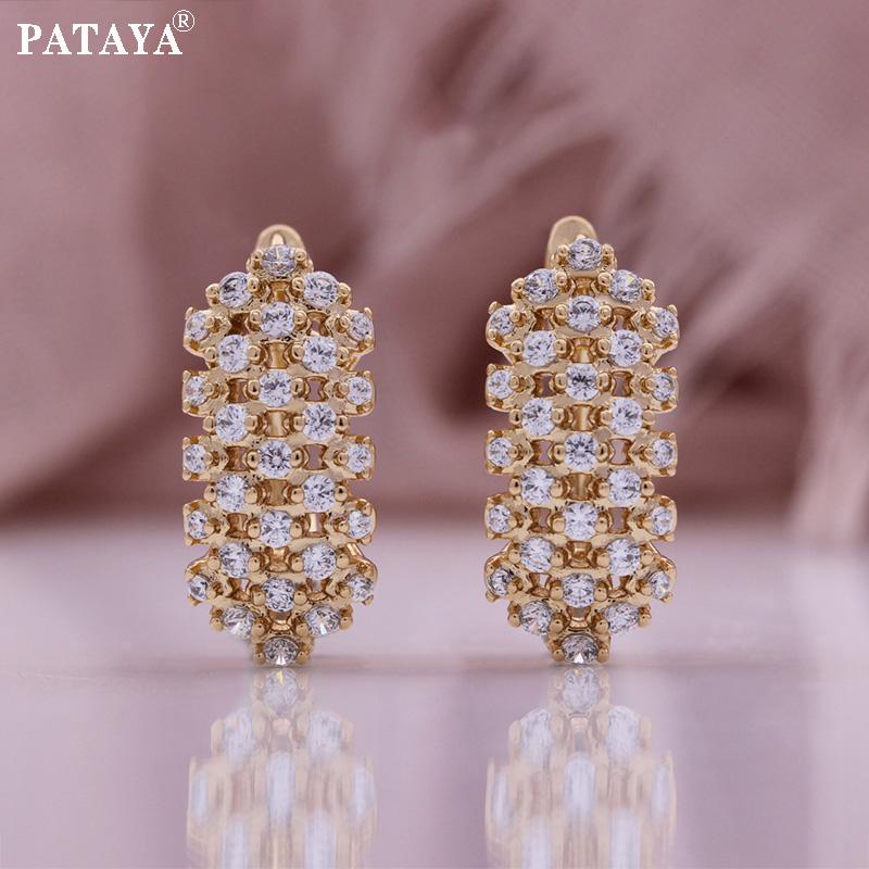 

PATAYA Серьги из искусственного циркония белого цвета с инкрустацией микровоском