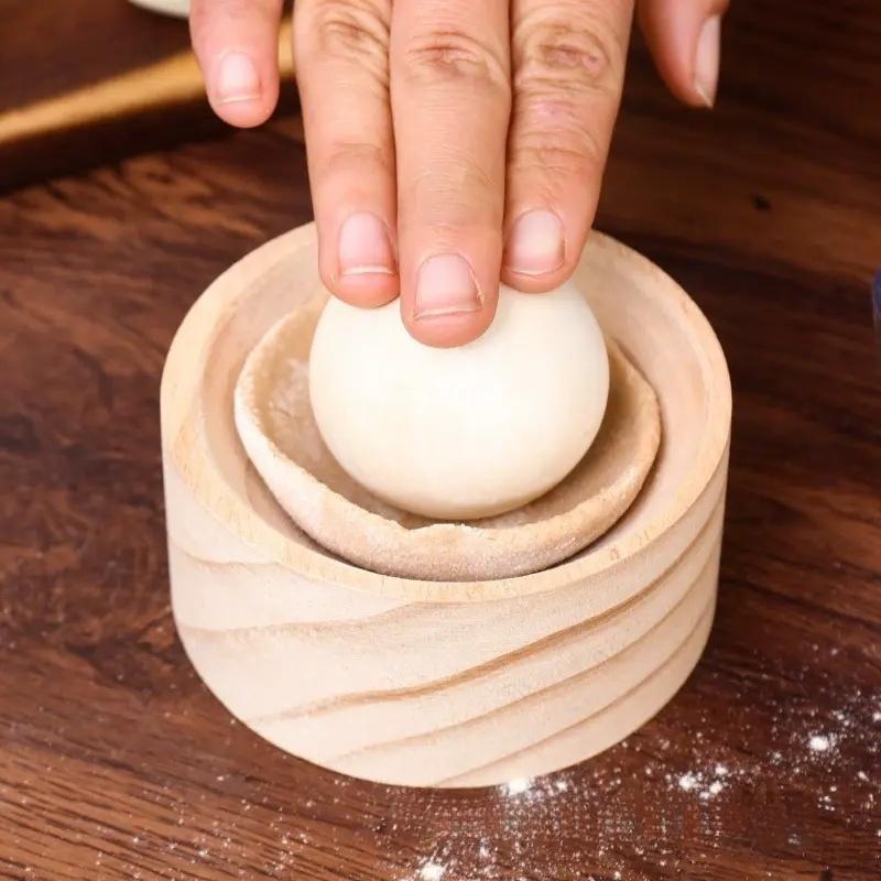 1pc Wooden Wood Dumpling Skin Maker Pastry Tool Round Shape Dumpling Wrapper Skin Making Mold DIY Reusable Dough Pressing Tool
