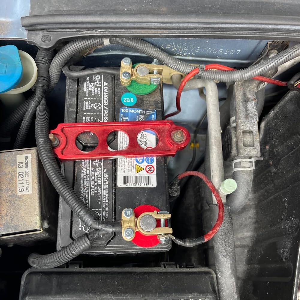 Ampper Brass Battery Terminals Connectors Clamps, Top Post Battery Terminal Protector Set For Marine Car Boat RV Vehicles (1 Pair)