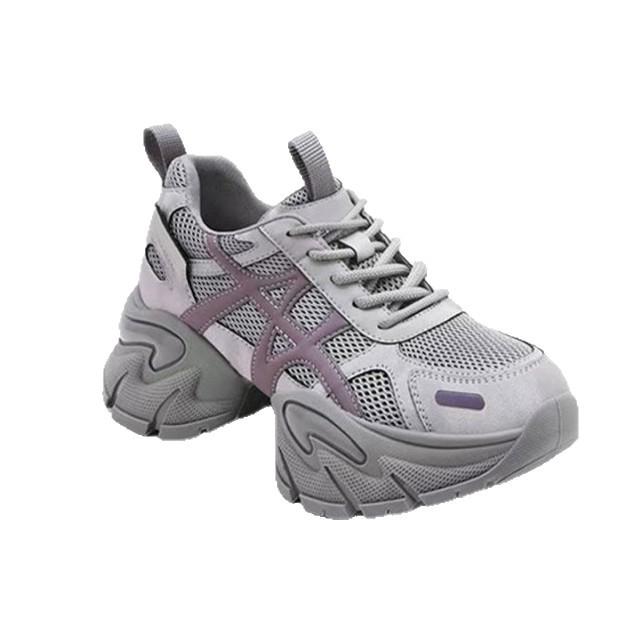 Fashion casual shoes for women 2025 autumn and winter new trend retro muffin splicing heightening mesh sports dad shoes for women