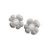 Vintage Floral Pearl Stud Earrings for Women - Elegant Petal Design with Light Luxury Appeal