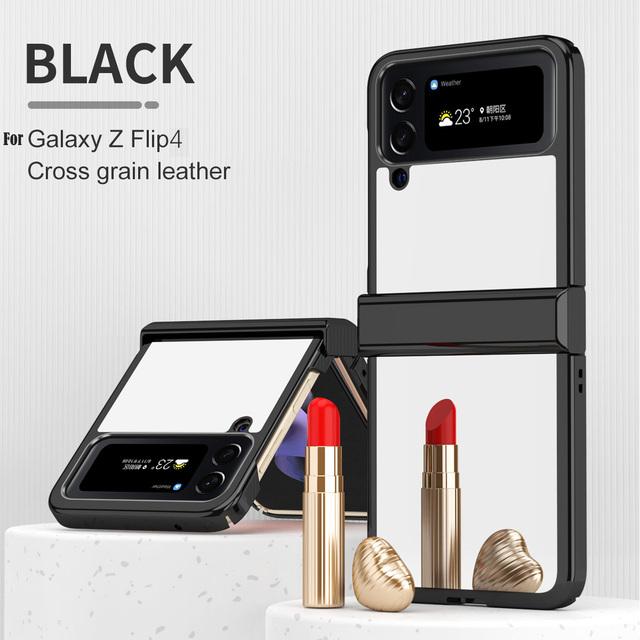 

Чехол для Samsung Galaxy Z Flip 4 с защитным светом на петлях, роскошный зеркальный чехол с гальваническим покрытием для Samsung Z Flip 4, 5g, чехол For Galaxy Z Flip 4 чёрный