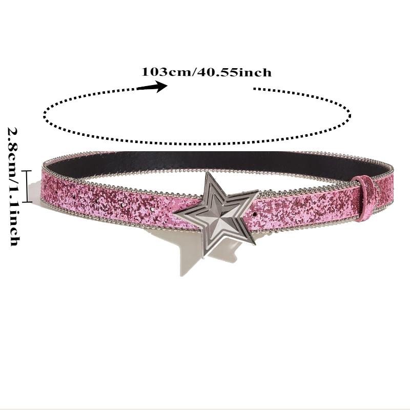 European and American Fashion Snap-Button Instagram-Style Belt Trendy Niche Unique Sequined Exquisite Versatile Women’s Belt