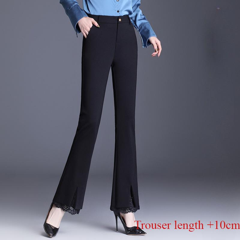 

Женские повседневные брюки, широкие брюки-клеш, женские, весна и осень, облегающие, эластичные, с девятью разрезами, большие ярды, черные повседневные брюки, детские брюки M