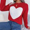 Women's Sweatshirt Autumn/Winter Cable-Knit Heart-Pattern Long-Sleeved Pullover Valentine's Day Ladies' Knitwear