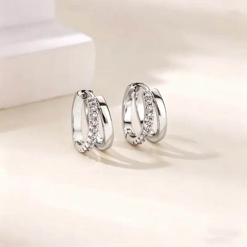 New Arrival Double Chains Long Tassel Drop Earrings For Women Korean Stainless Steel Zircon Hanging Earring Piercing Jewelry