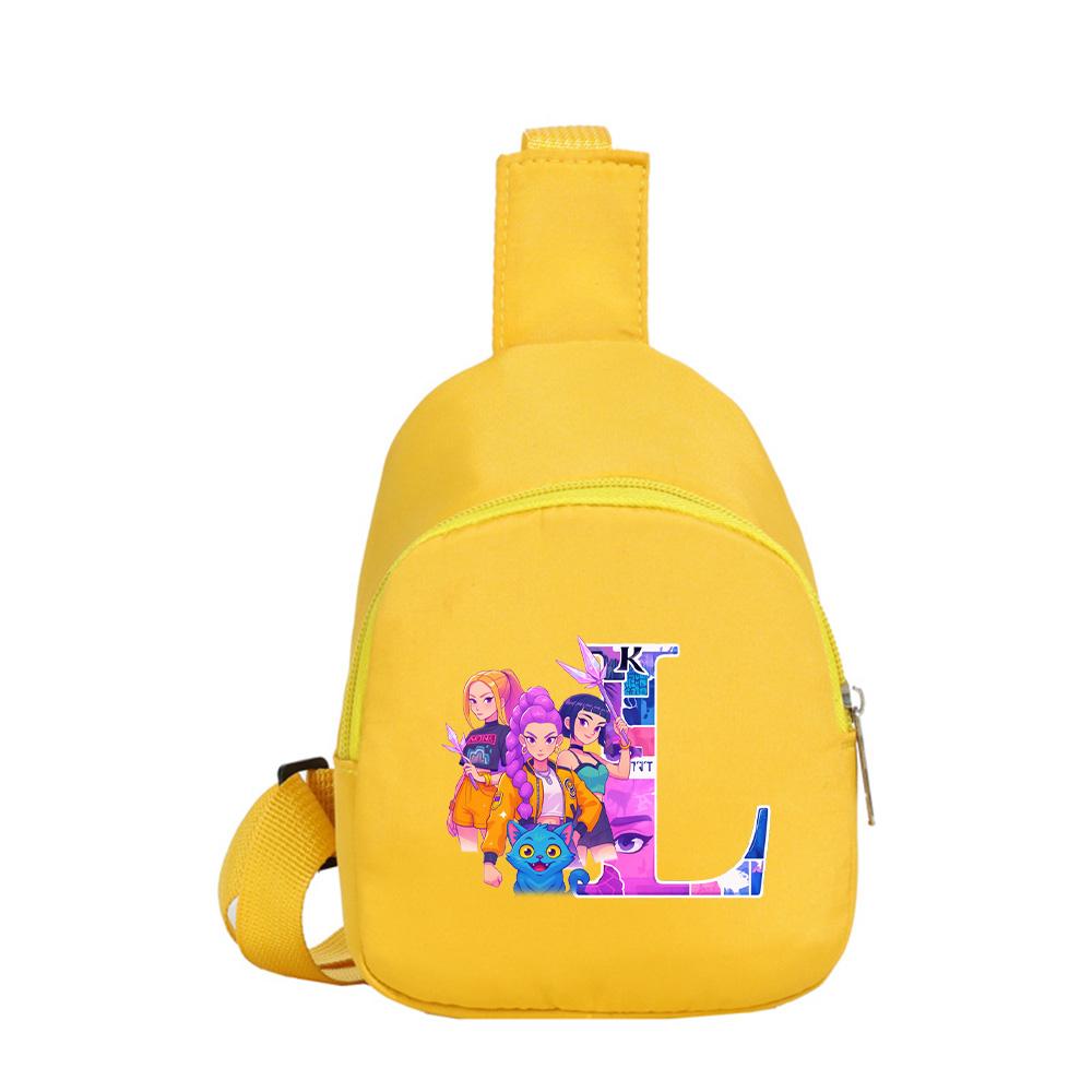 Anime Cartoon 26 English Letter K-Pop Demon Hunters Printed Chest Pack for Boy Girl Shoulder Bag Student Portable Crossbody Pouch Kid Christmas Gift