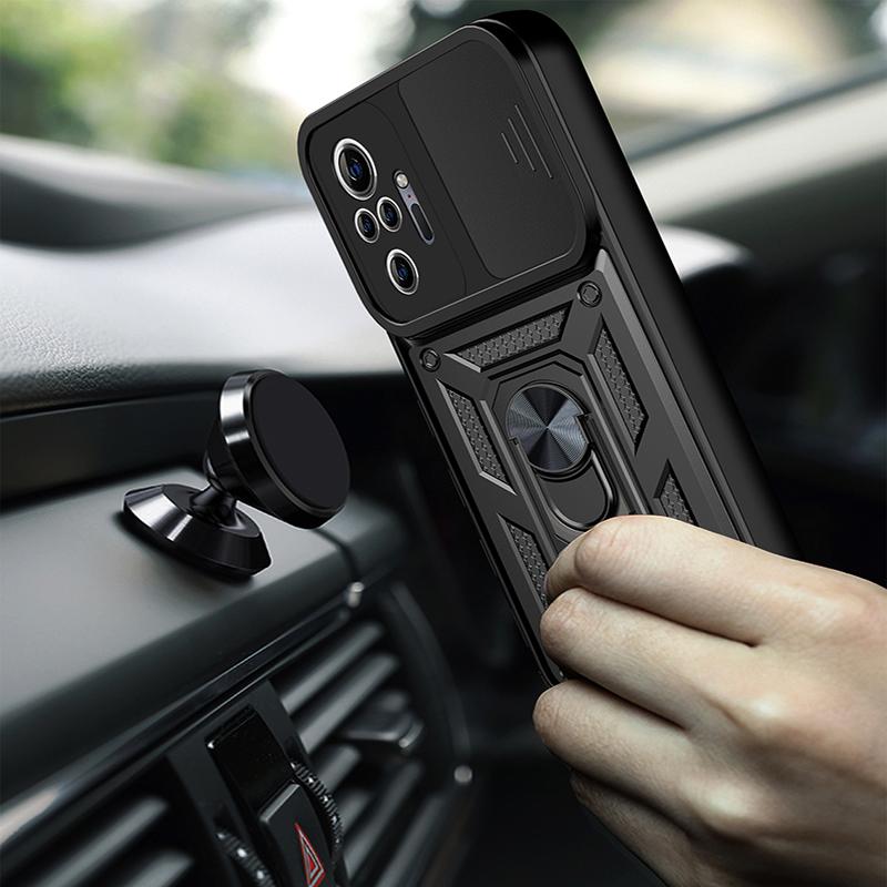 For Xiaomi Redmi 12 13C 4G Camera Shockproof Armor Case Redmi Note 10 10S 11 11S 12 13 Pro X5 X6  Car Magnetic Holder Ring Cover