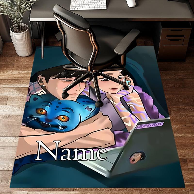 Custom KPop Demon Hunters Mat Personalized Name, Polyester Washable Indoor Entryway Rug, Gift for Christmas, Easter, Thanksgiving Day