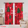 2pcs,2D Plane Printing Print Curtains Christmas Tree Merry Holidays Versatile 100% Polyester (without Rod) Versatile All Use for