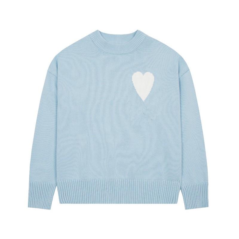 Übergroßer Strickpullover mit Herzjacquard Rundhalsausschnitt Lockerer Schnitt Unisex Lässiger Pullover