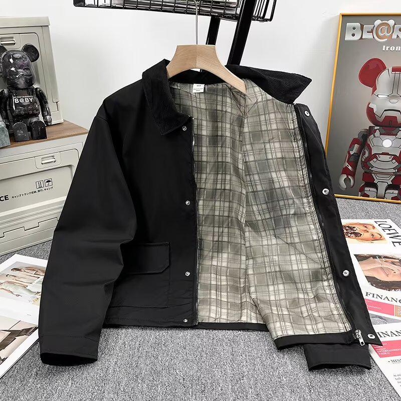 

Unisex Japanese Color Block Lapel Multi-Pocket Workwear Jacket - Trendy, Loose Fit for Spring & Autumn 2025 2XL