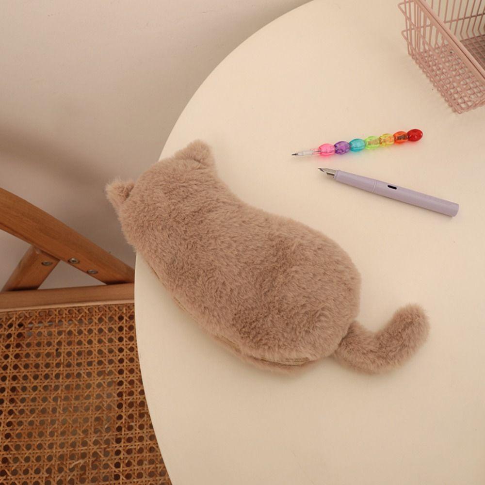Kawaii Stationery Storage Bag Funny Cat Plush Cat Stationer Bag School Supplies