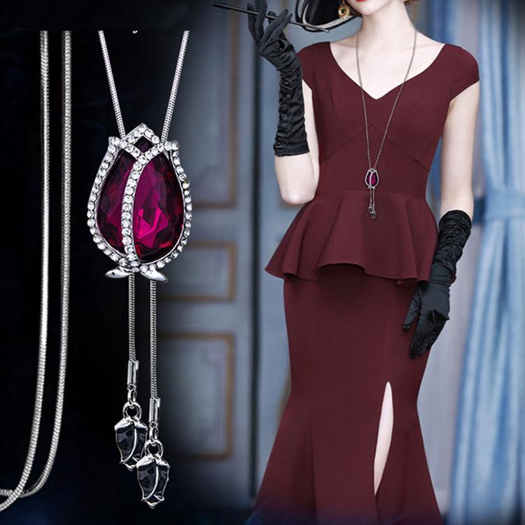 Herbst/Winter Engel Mädchen Blume Pullover Kettenhalskette: Koreanische Mode Persönlichkeit mit Pfauendesign für Frauen