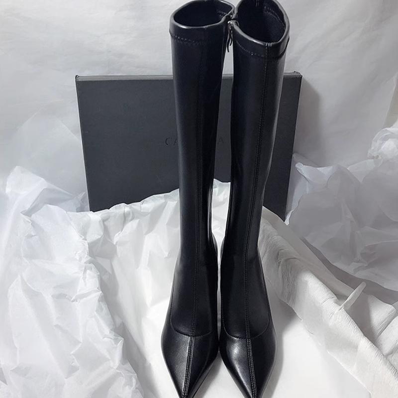 High Heels Women High Boots Pointed Toe Designer Shoes Dress Winter Pumps 2025 New Luxury Chelsea Botas De Mujer Zapatos