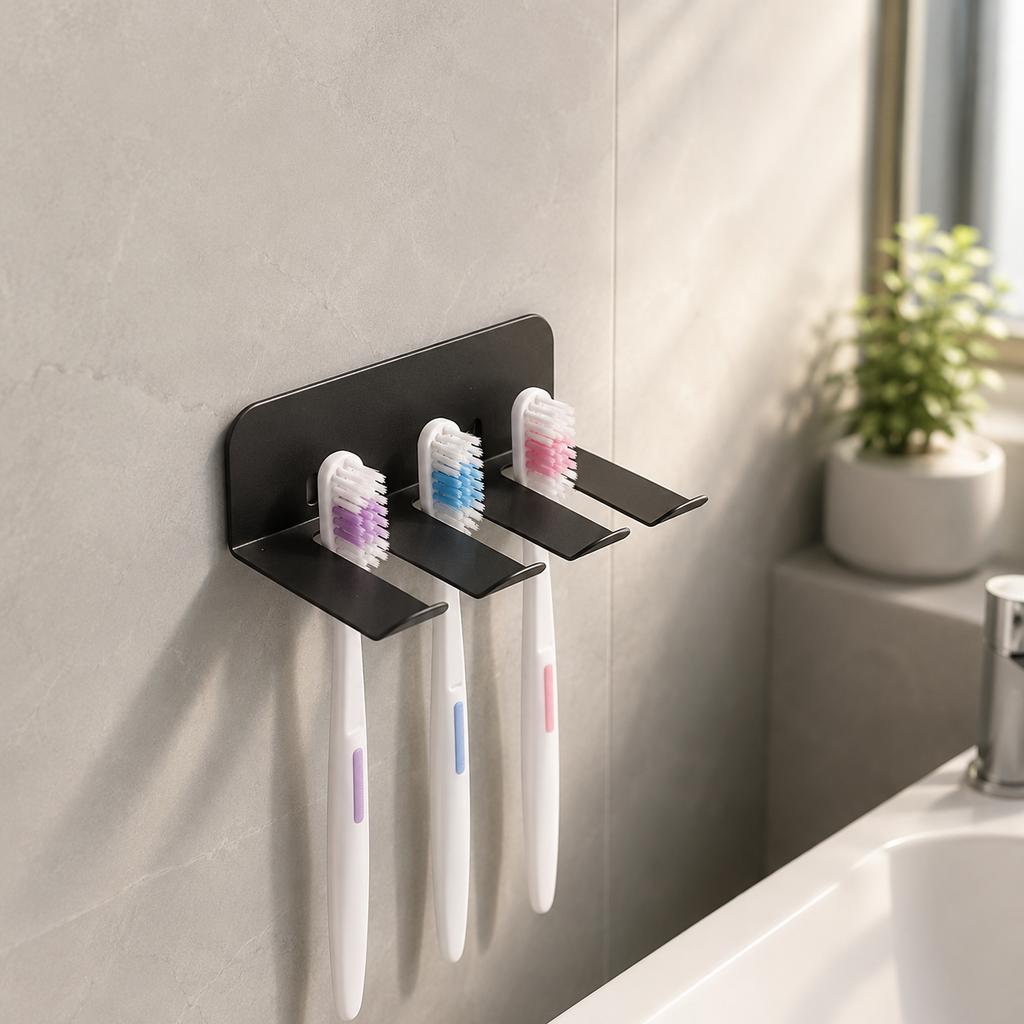 1pc Drill Mounted Multi-Function Iron Storage Rack for Kitchen, Bathroom and Room, Toothbrush Organizer